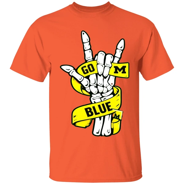 Michigan Wolverines Ncaa Go Blue Skelton Hand Shirt - Image 5