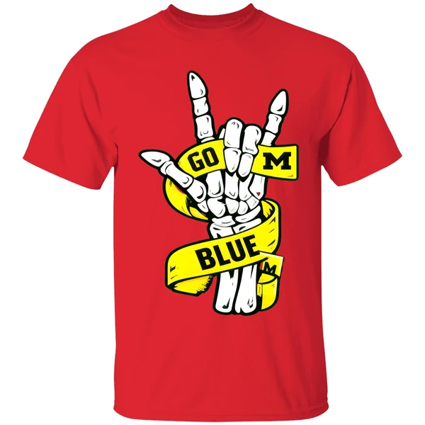 Michigan Wolverines Ncaa Go Blue Skelton Hand Shirt - Image 6