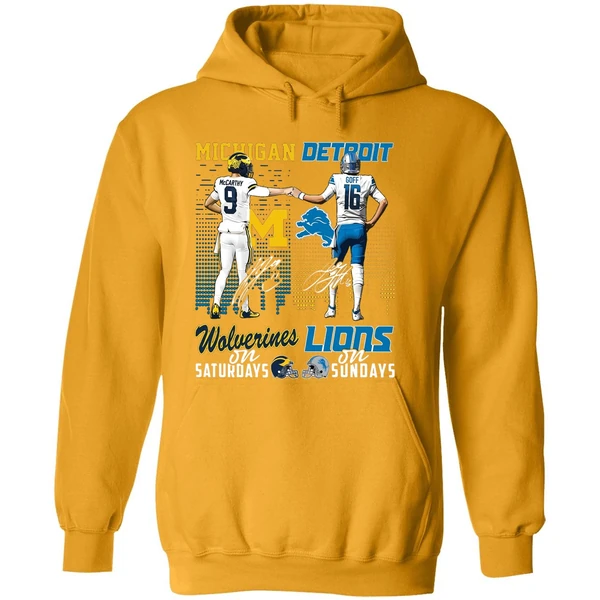Michigan Wolverines On Saturdays Detroit Lions On Sundays Hoodie