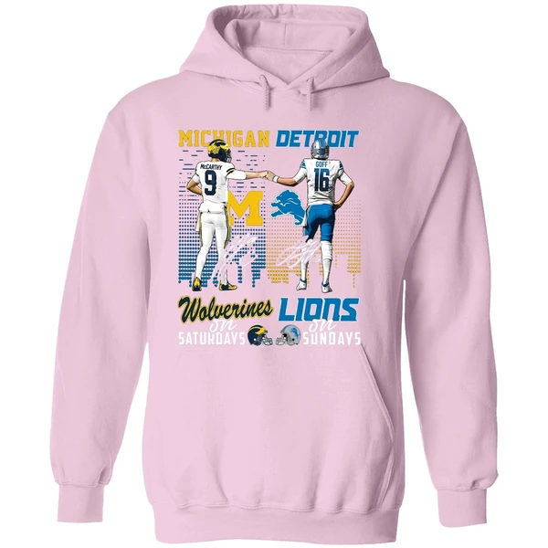 Michigan Wolverines On Saturdays Detroit Lions On Sundays Hoodie - Image 5