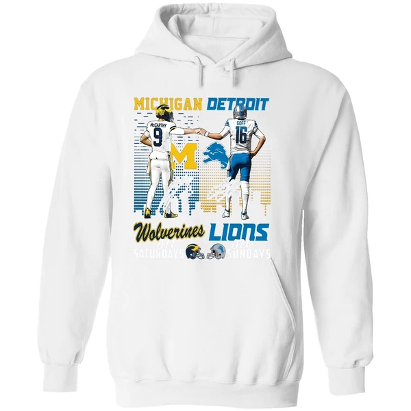 Michigan Wolverines On Saturdays Detroit Lions On Sundays Hoodie - Image 8