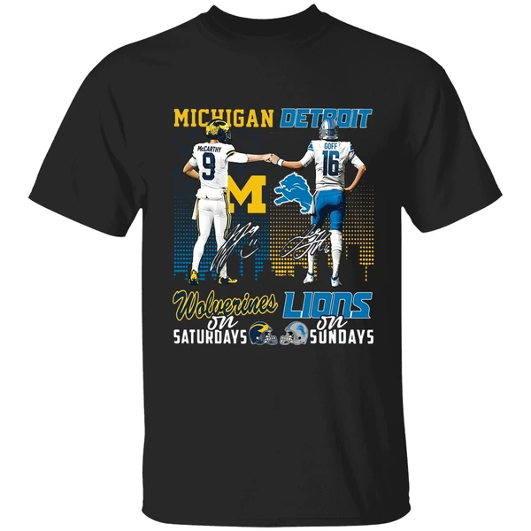 Michigan Wolverines On Saturdays Detroit Lions On Sundays Shirt