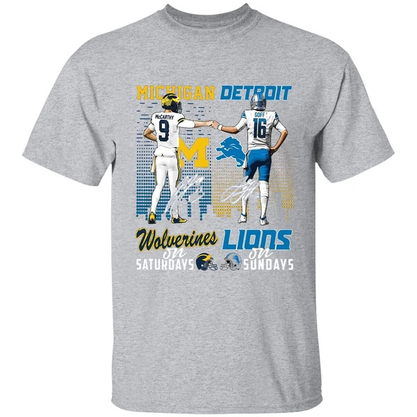 Michigan Wolverines On Saturdays Detroit Lions On Sundays Shirt - Image 9
