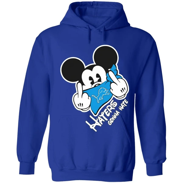 Mickey Middle Finger Detroit Lions Haters Gonna Hate Hoodie