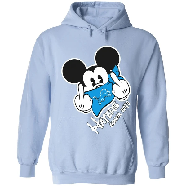 Mickey Middle Finger Detroit Lions Haters Gonna Hate Hoodie - Image 3
