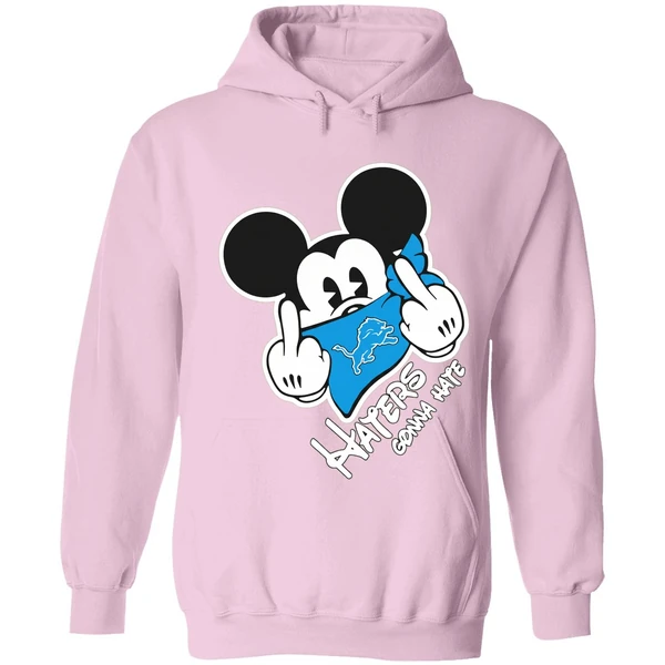 Mickey Middle Finger Detroit Lions Haters Gonna Hate Hoodie - Image 4
