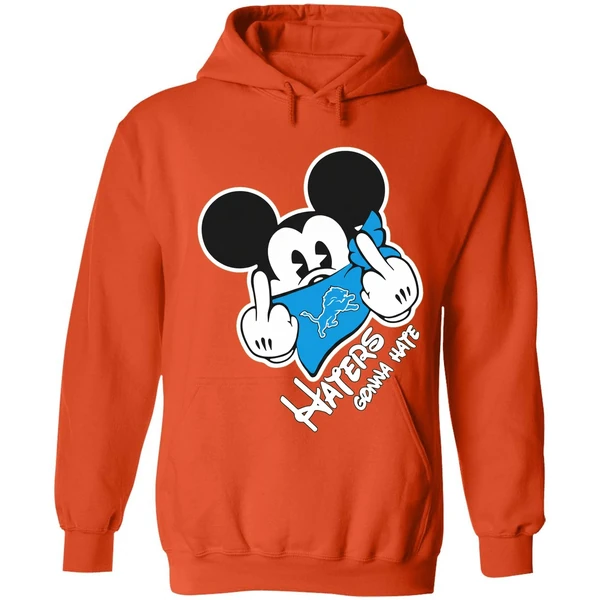Mickey Middle Finger Detroit Lions Haters Gonna Hate Hoodie - Image 5