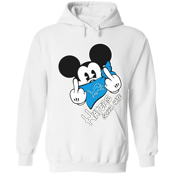 Mickey Middle Finger Detroit Lions Haters Gonna Hate Hoodie - Image 6