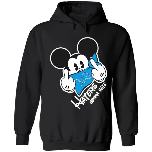 Mickey Middle Finger Detroit Lions Haters Gonna Hate Hoodie - Image 8
