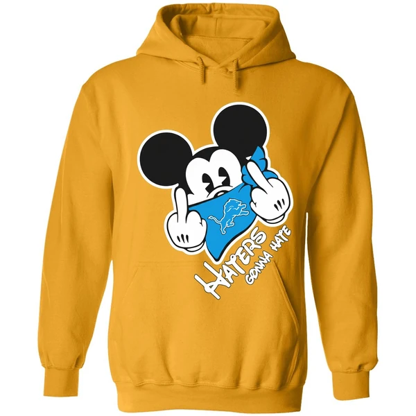 Mickey Middle Finger Detroit Lions Haters Gonna Hate Hoodie - Image 9