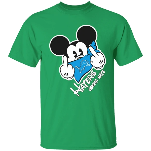 Mickey Middle Finger Detroit Lions Haters Gonna Hate Shirt