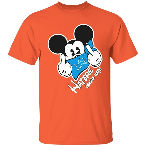 Mickey Middle Finger Detroit Lions Haters Gonna Hate Shirt - Image 5