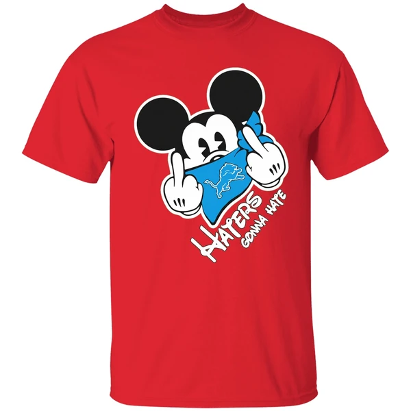 Mickey Middle Finger Detroit Lions Haters Gonna Hate Shirt - Image 6