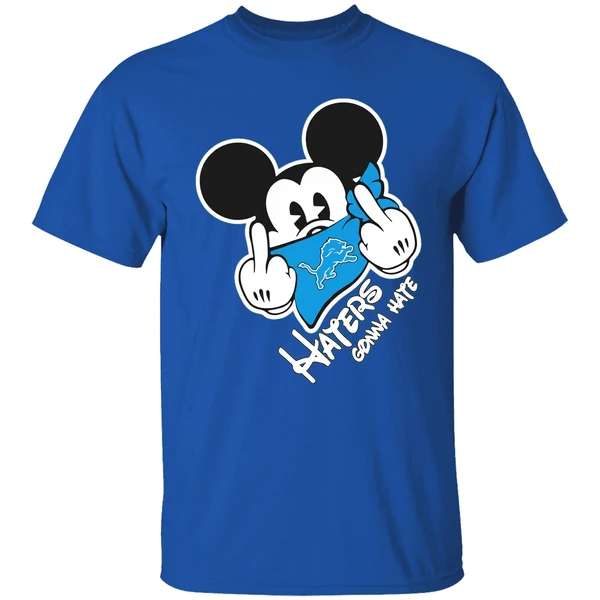 Mickey Middle Finger Detroit Lions Haters Gonna Hate Shirt - Image 7