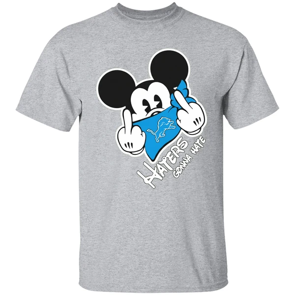 Mickey Middle Finger Detroit Lions Haters Gonna Hate Shirt - Image 8