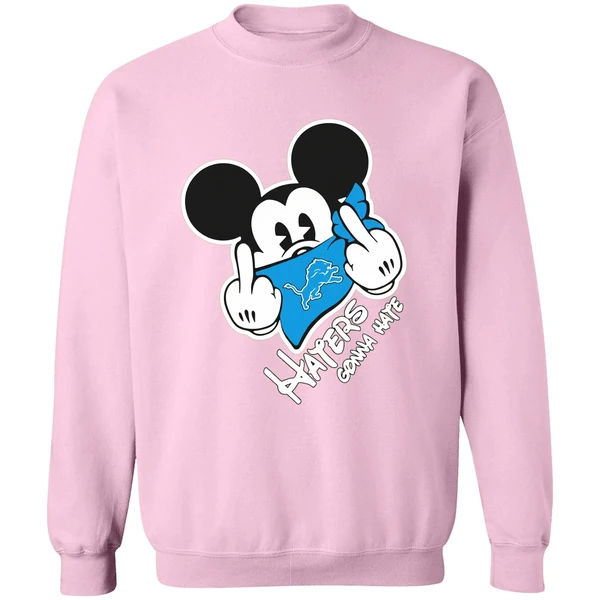 Mickey Middle Finger Detroit Lions Haters Gonna Hate Sweatshirt - Image 4