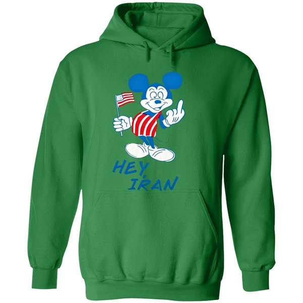 Mickey Mouse Usa Middle Finger Hey Iran Hoodie - Image 2