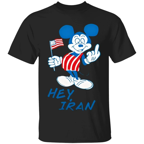 Mickey Mouse Usa Middle Finger Hey Iran Shirt