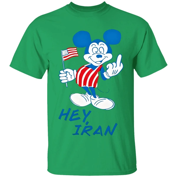 Mickey Mouse Usa Middle Finger Hey Iran Shirt - Image 2