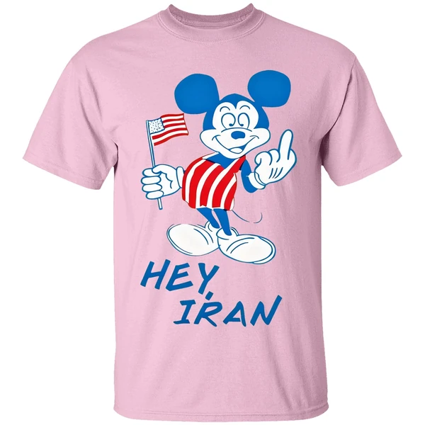 Mickey Mouse Usa Middle Finger Hey Iran Shirt - Image 3