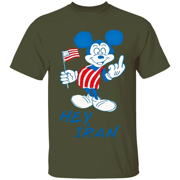 Mickey Mouse Usa Middle Finger Hey Iran Shirt - Image 4
