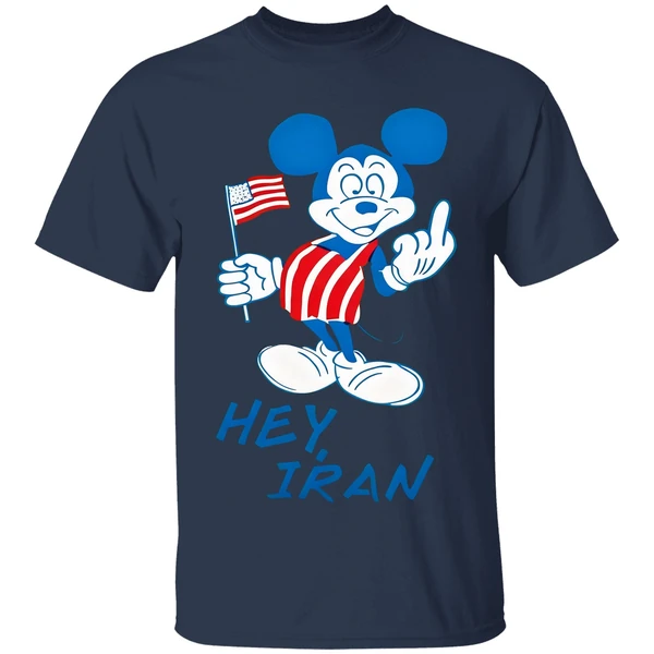 mickey mouse usa middle finger hey iran shirt navy
