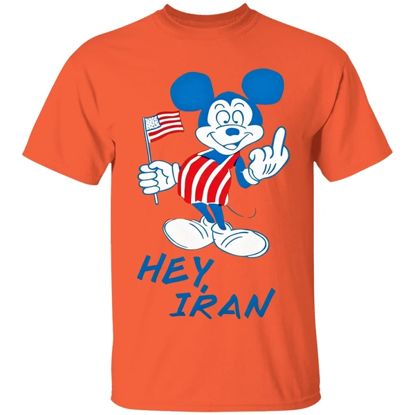 mickey mouse usa middle finger hey iran shirt orange