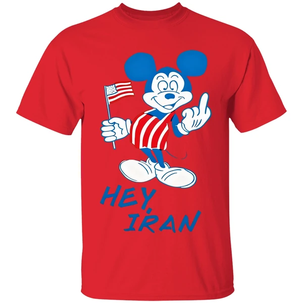 Mickey Mouse Usa Middle Finger Hey Iran Shirt - Image 7