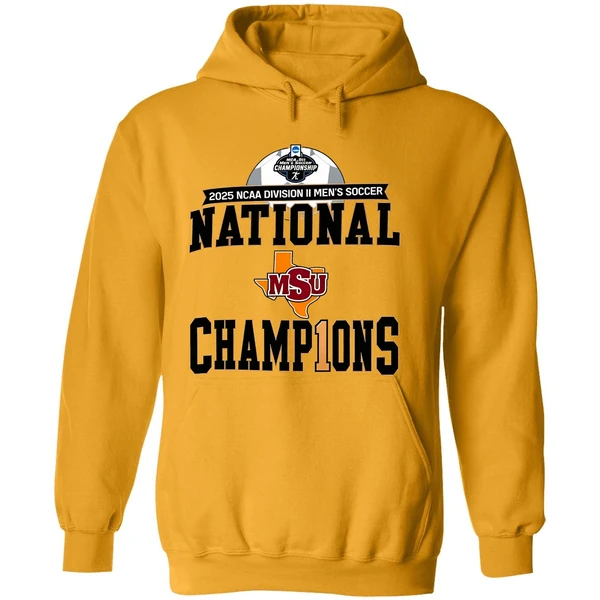 Midwestern State Mustangs 2025 Ncaa Dii Mens Soccer National Champions Hoodie