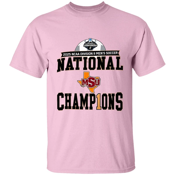 Midwestern State Mustangs 2025 Ncaa Dii Mens Soccer National Champions Shirt - Image 2