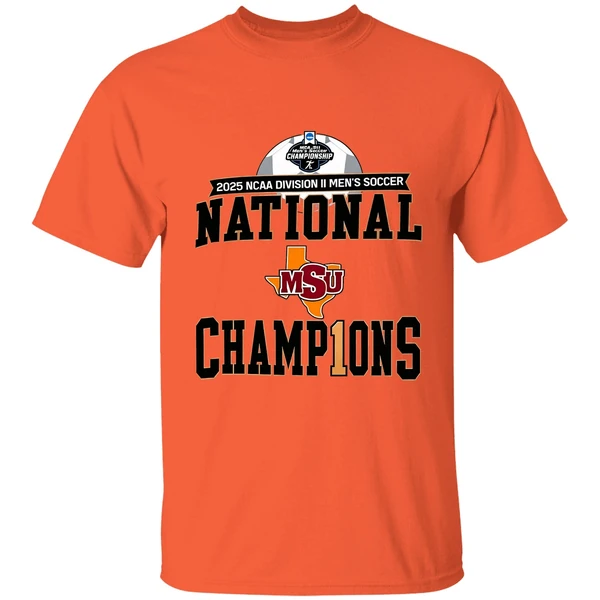 Midwestern State Mustangs 2025 Ncaa Dii Mens Soccer National Champions Shirt - Image 3