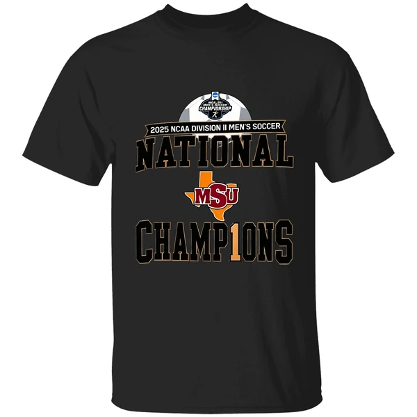 Midwestern State Mustangs 2025 Ncaa Dii Mens Soccer National Champions Shirt - Image 7