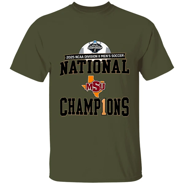 Midwestern State Mustangs 2025 Ncaa Dii Mens Soccer National Champions Shirt - Image 9