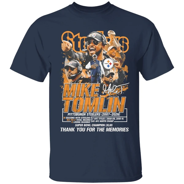 mike tomlin steelers 2007 2026 thank you for the memories shirt navy