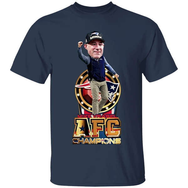 mike vrabel bobblehead new england patriots football afc champions 2026 shirt navy