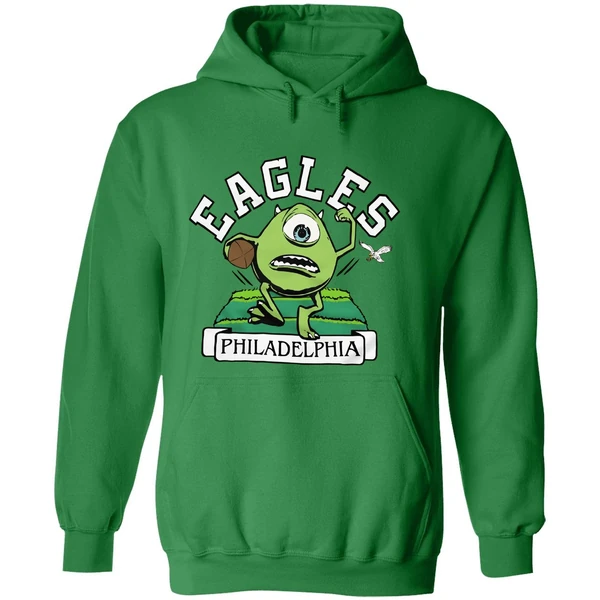 Mike Wazowski Monsters Inc Cartoon Philadelphia Eagles Hoodie - Image 2