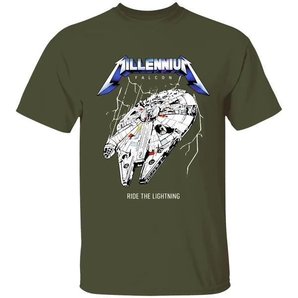 millennium falcon ride the lightning shirt militarygreen