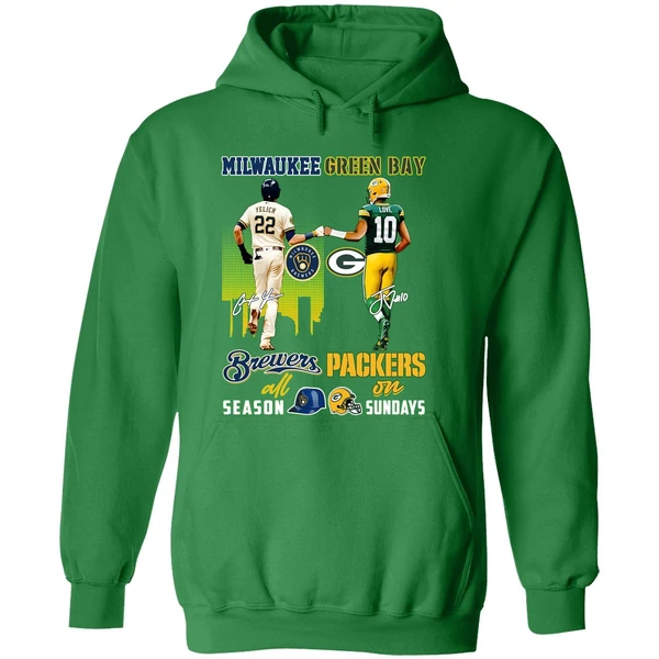 Milwaukee Brewers All Season Green Bay Packers On Sunday Hoodie - Image 2