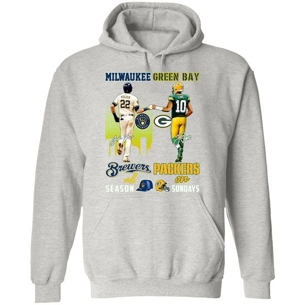 Milwaukee Brewers All Season Green Bay Packers On Sunday Hoodie - Image 9