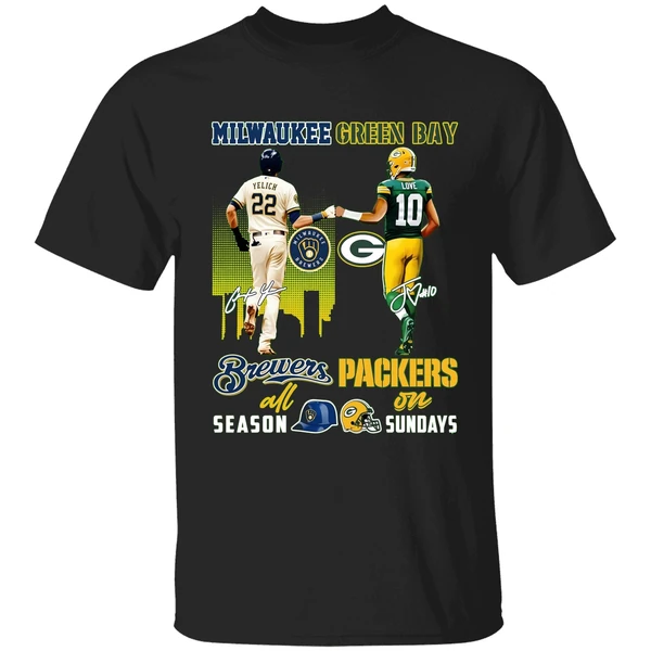 Milwaukee Brewers All Season Green Bay Packers On Sunday Shirt