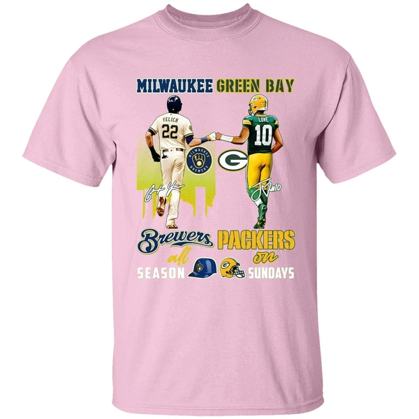 Milwaukee Brewers All Season Green Bay Packers On Sunday Shirt - Image 3