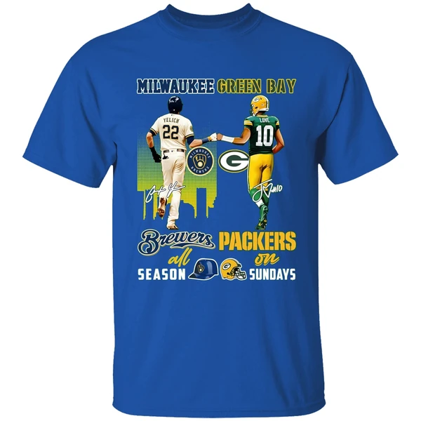 Milwaukee Brewers All Season Green Bay Packers On Sunday Shirt - Image 8
