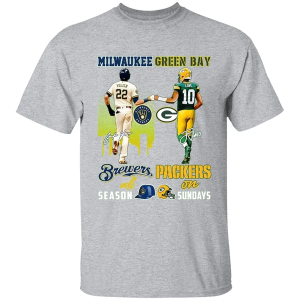 Milwaukee Brewers All Season Green Bay Packers On Sunday Shirt - Image 9
