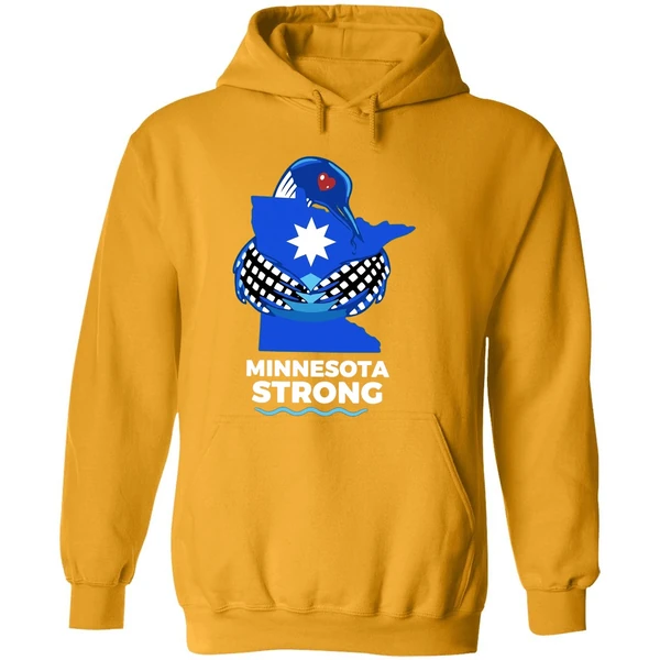 Minnesota Strong State Outline Loon With Heart Logo Hoodie