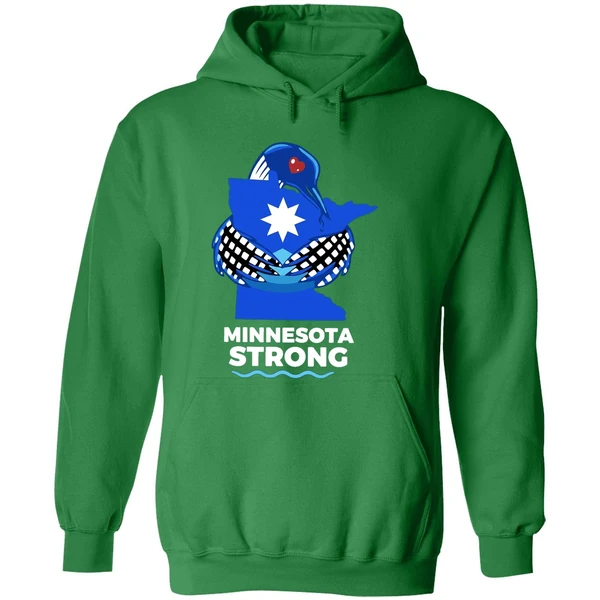 Minnesota Strong State Outline Loon With Heart Logo Hoodie - Image 2