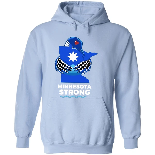 Minnesota Strong State Outline Loon With Heart Logo Hoodie - Image 4