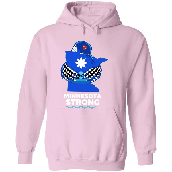 Minnesota Strong State Outline Loon With Heart Logo Hoodie - Image 5