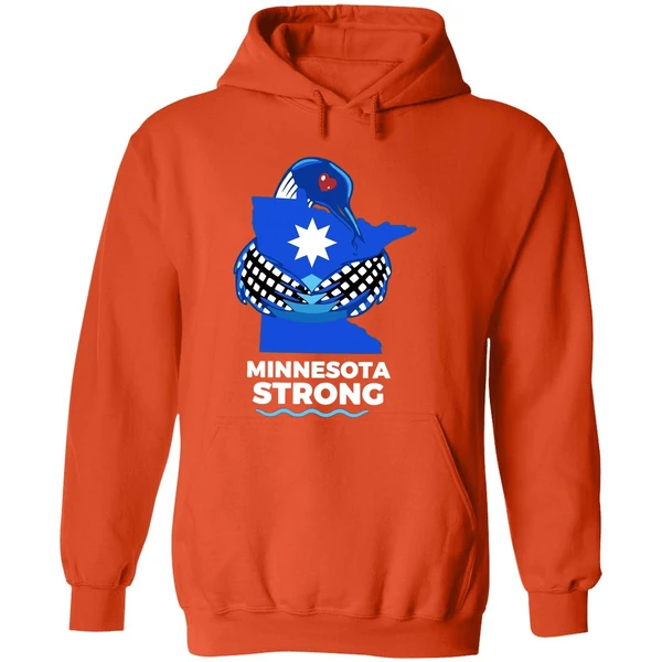 Minnesota Strong State Outline Loon With Heart Logo Hoodie - Image 6