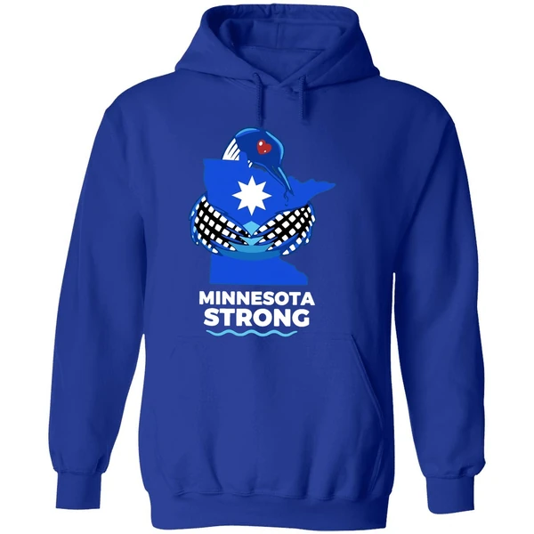 Minnesota Strong State Outline Loon With Heart Logo Hoodie - Image 7