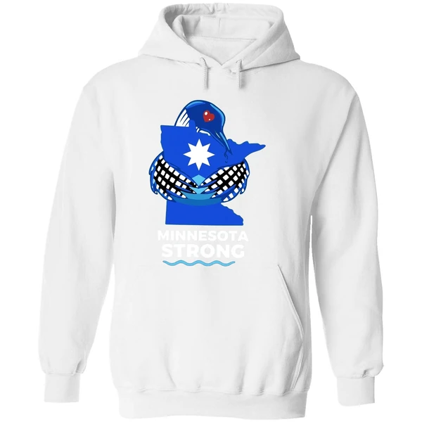 Minnesota Strong State Outline Loon With Heart Logo Hoodie - Image 8